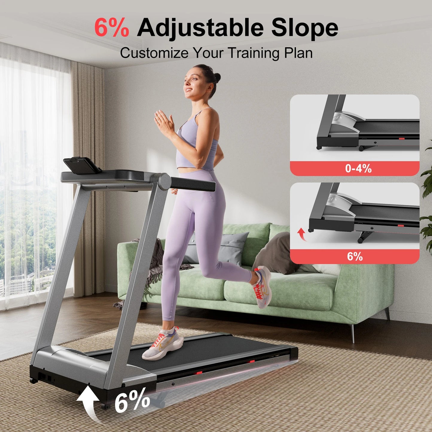 3.5HP Foldable Incline Treadmill Walking Pad 350LBS Capacity Touch Screen App