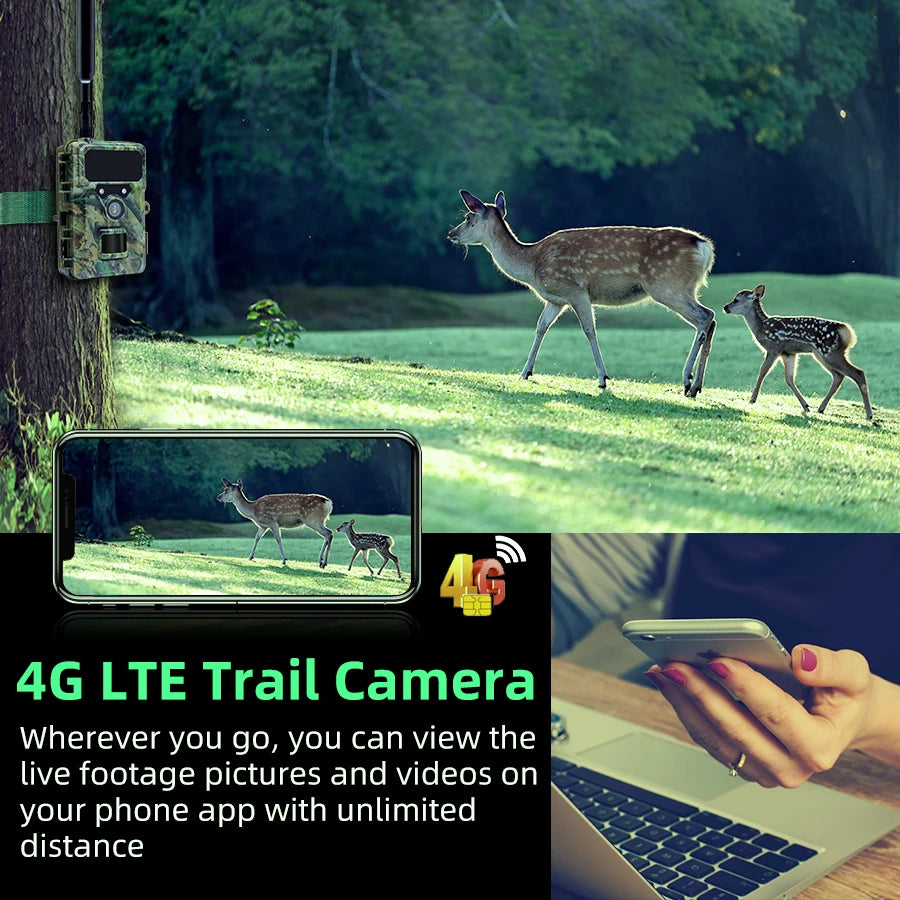4G Cellular Trail Camera App Control 2.7K HD Night Vision