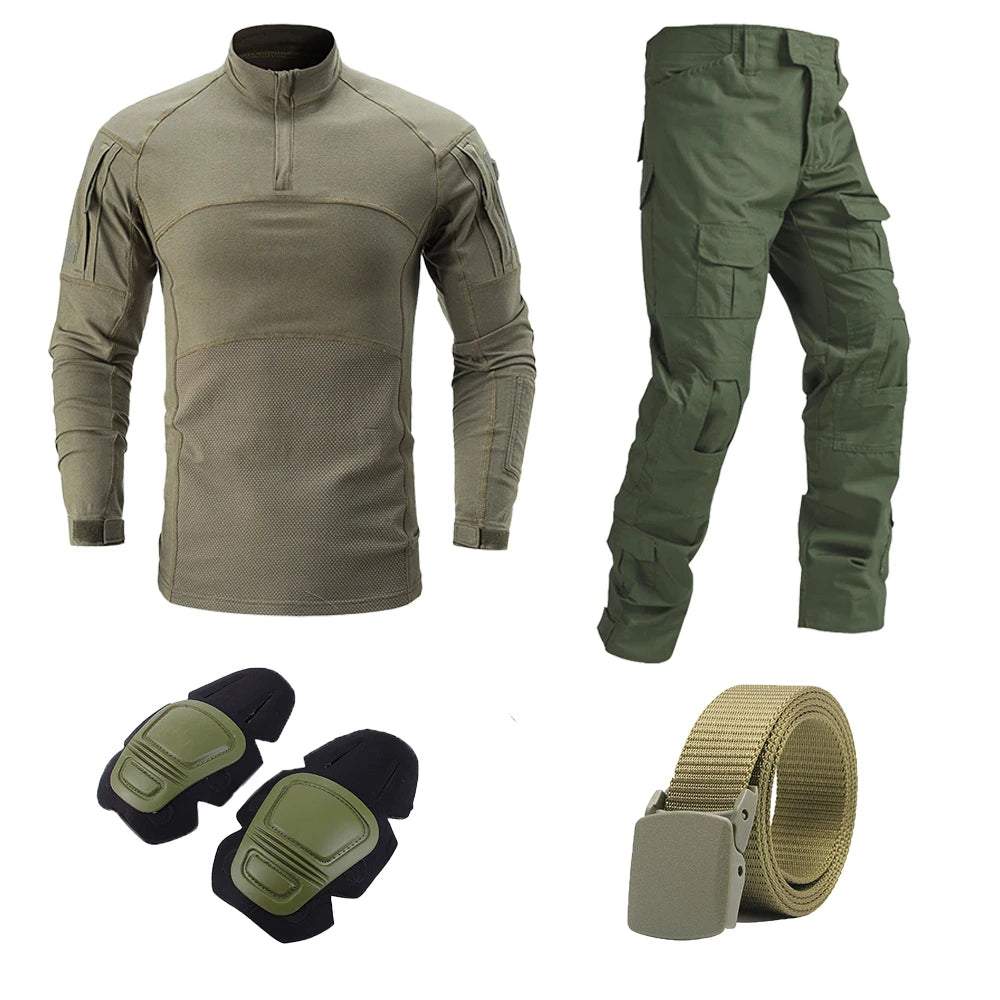 Multicam Tactical Combat Shirt and Pants Set for Airsoft Hunting