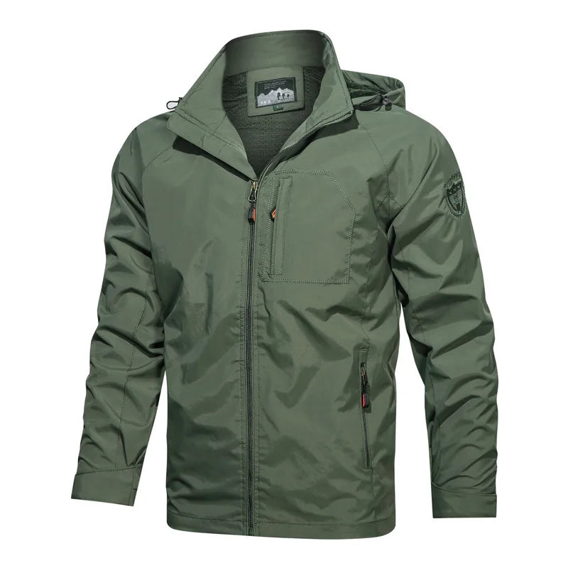 Mens Windproof Hooded Jacket Quick Dry Lightweight Coat