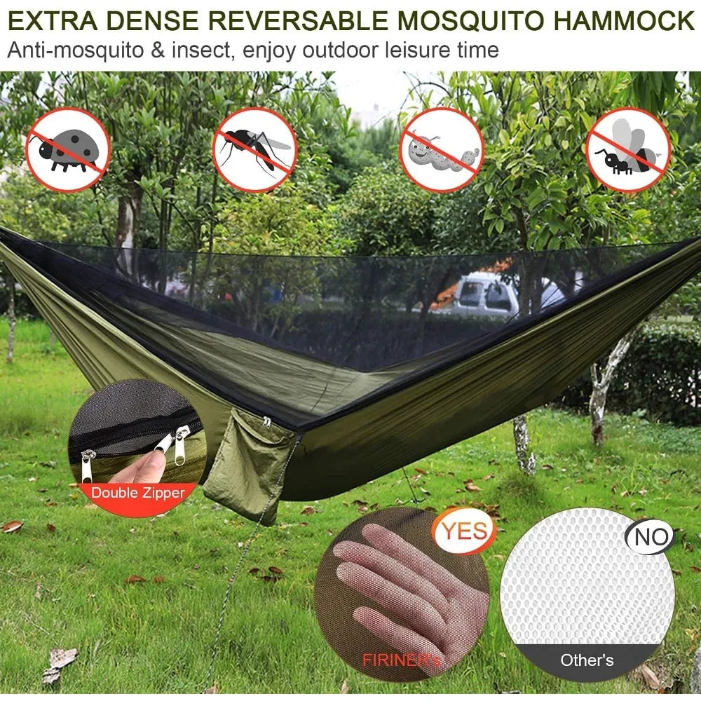 Camping Hammock With Rain Fly Tarp Mosquito Net And Straps