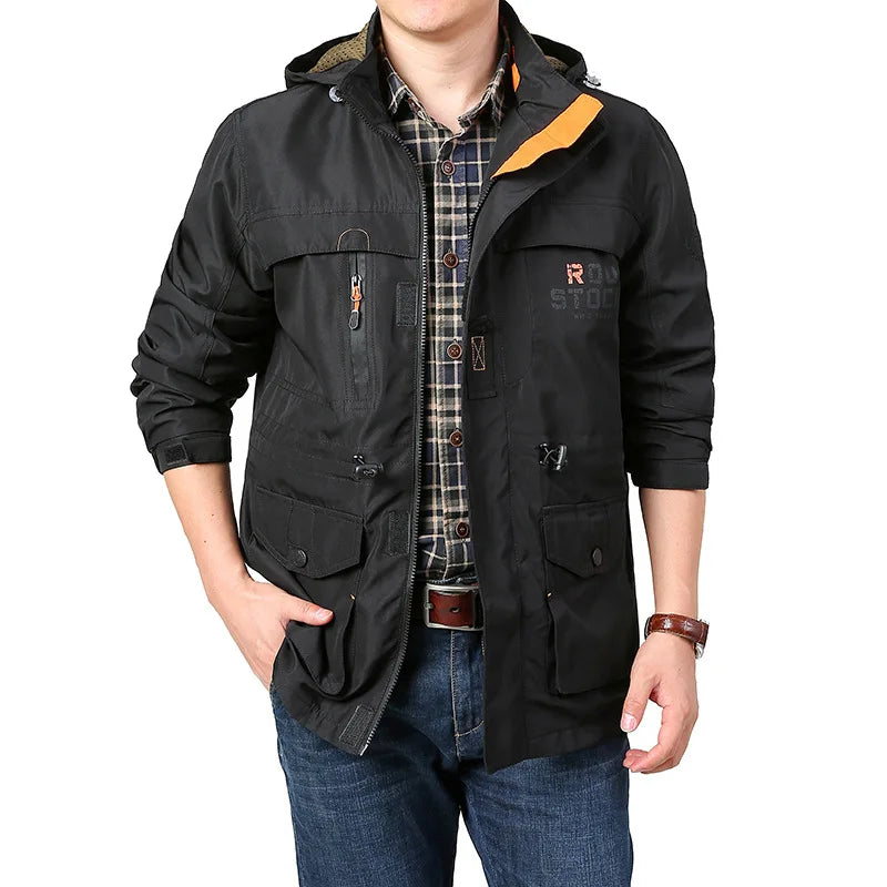 Mens Windproof Hooded Jacket Quick Dry Lightweight Coat