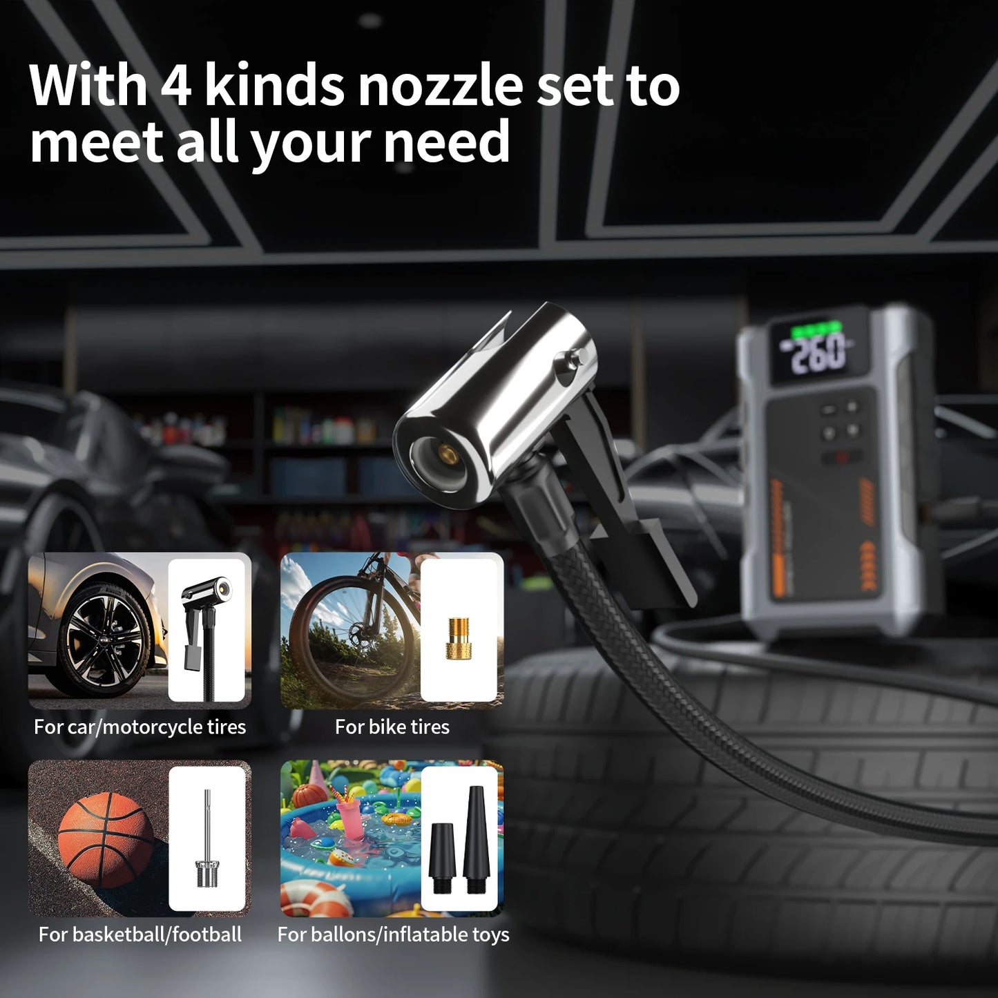 Geeneu Jump Starter With Air Compressor 3000A Peak 150 PSI