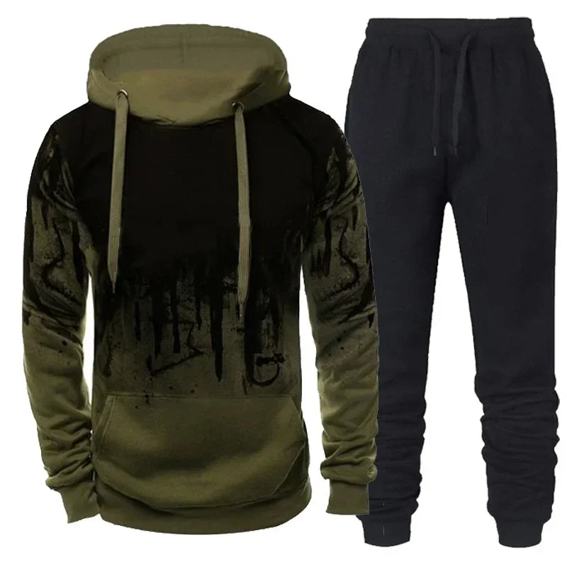 Men's Sporty Jacket And Pants Set For Running And Training