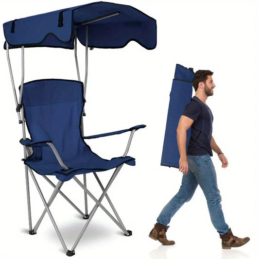 All Weather Camping Chair With Canopy Folding Lounge UPF 50