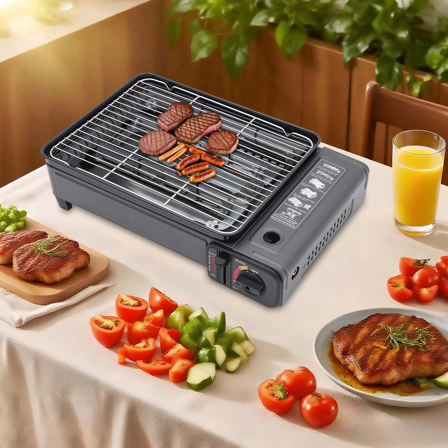 Portable Butane Camp Stove Grill With Net Carry Case