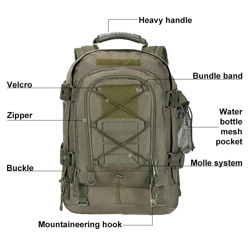 LQARMY Tactical Backpack Molle Assault Pack For Hiking And Camping