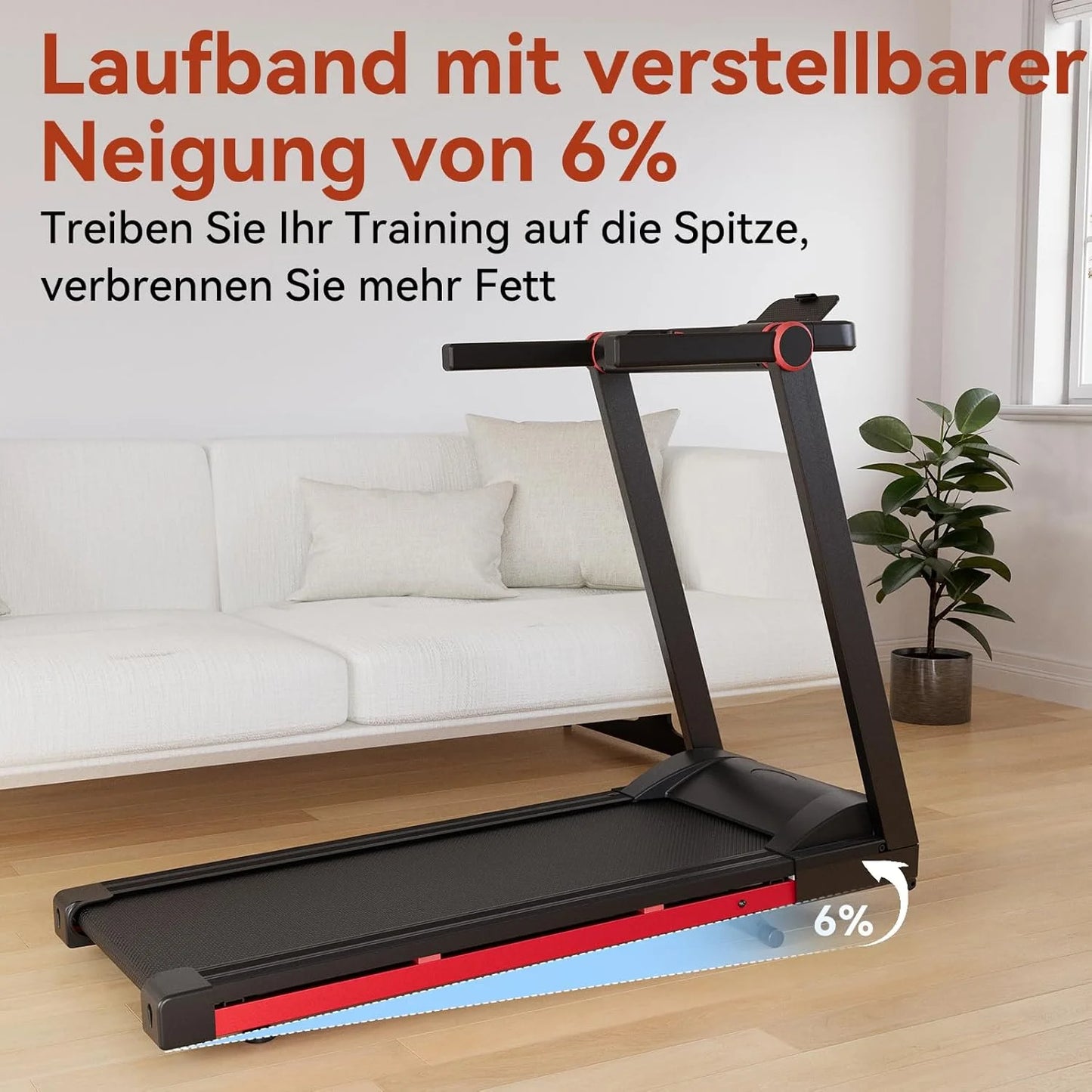 3.5HP Foldable Treadmill With 6 Percent Incline Bluetooth APP