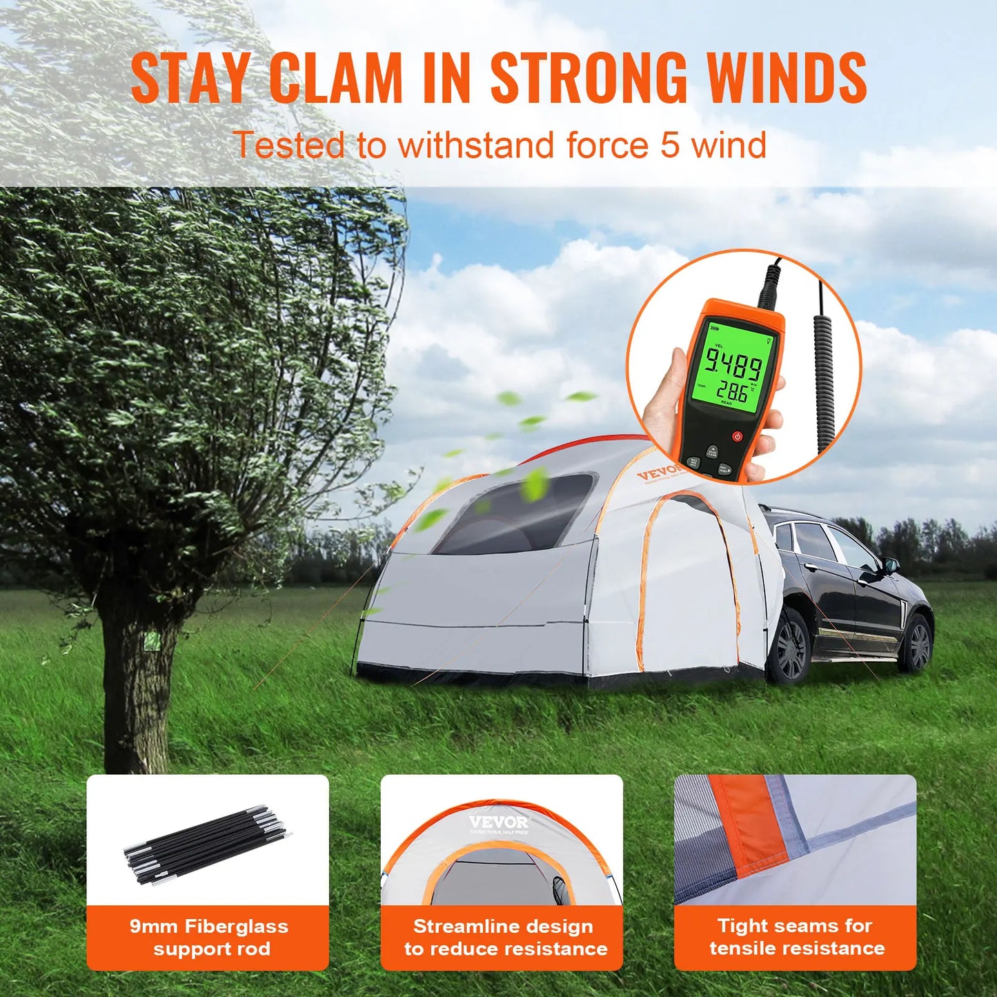 SucceBuy SUV Camping Tent Attachment for SUV With Rain Layer