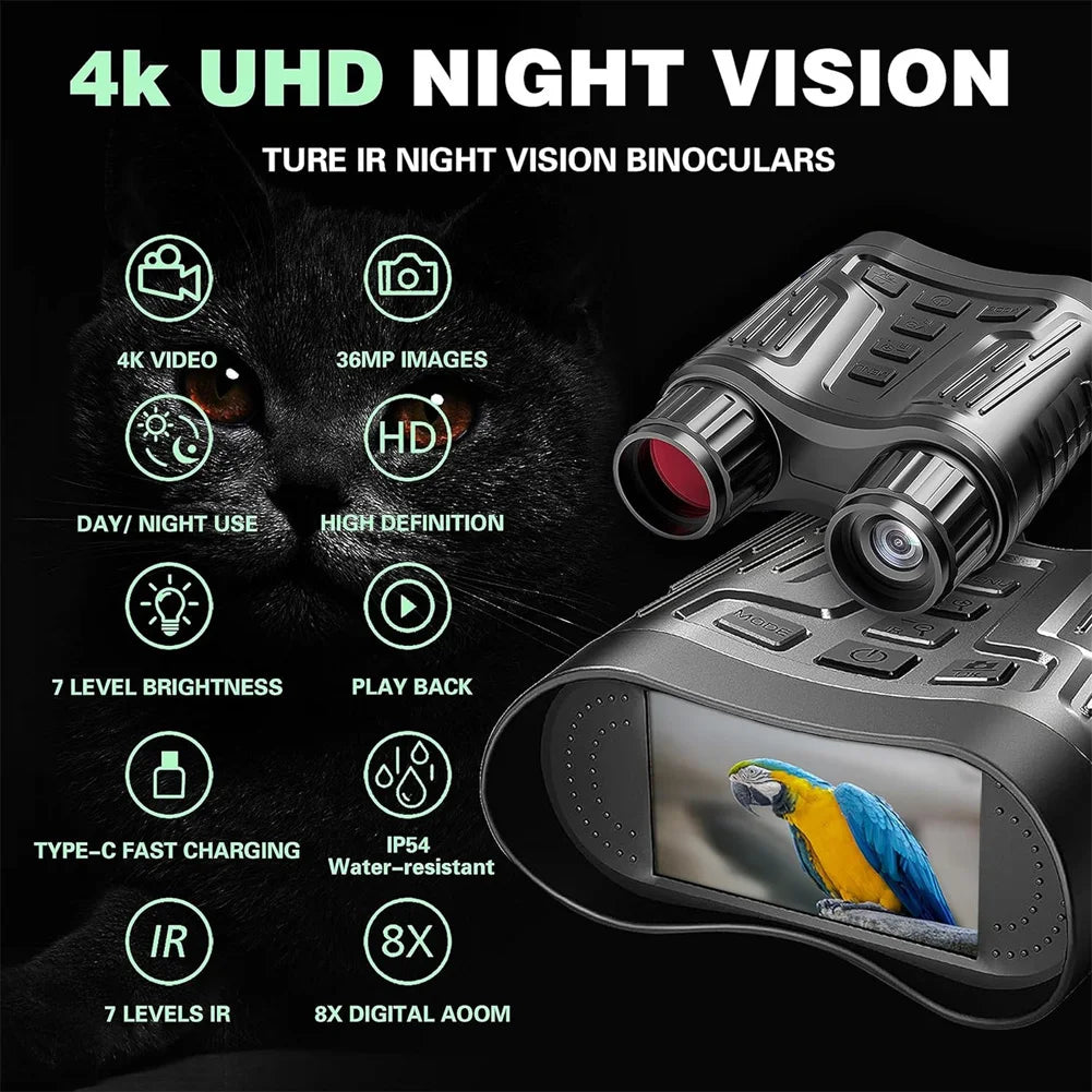 4K Night Vision Goggles Binoculars With Screen And 8x Zoom