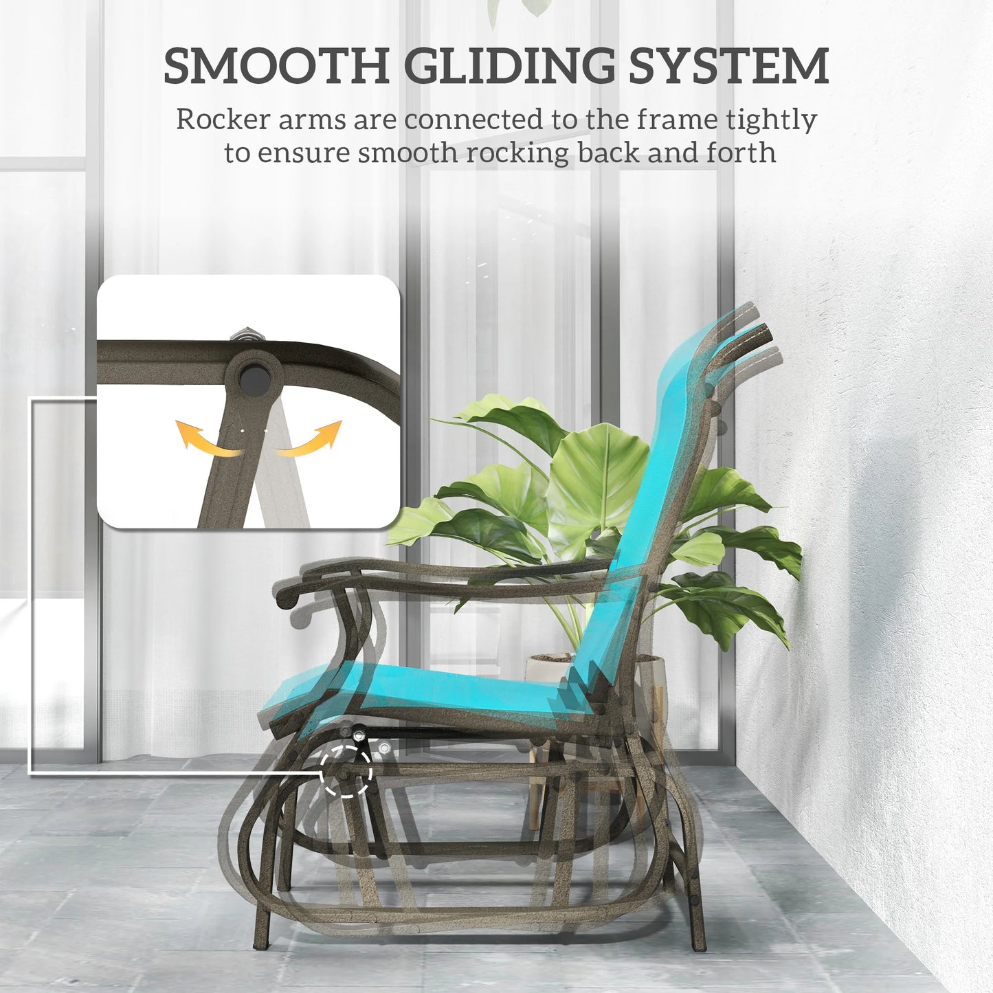 Outsunny Outdoor Glider Chair Steel Rocker For Patio Garden
