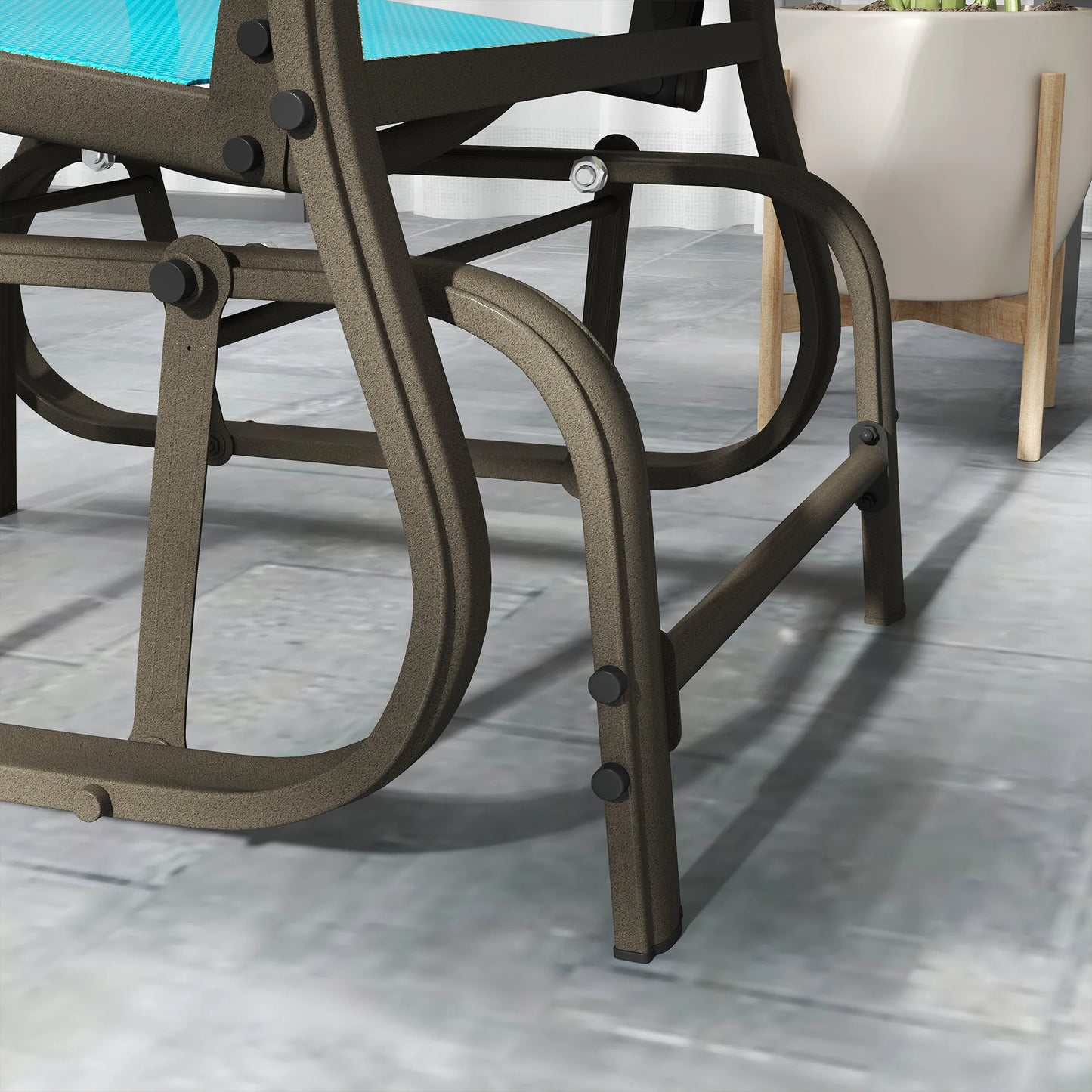 Outsunny Outdoor Glider Chair Steel Rocker For Patio Garden