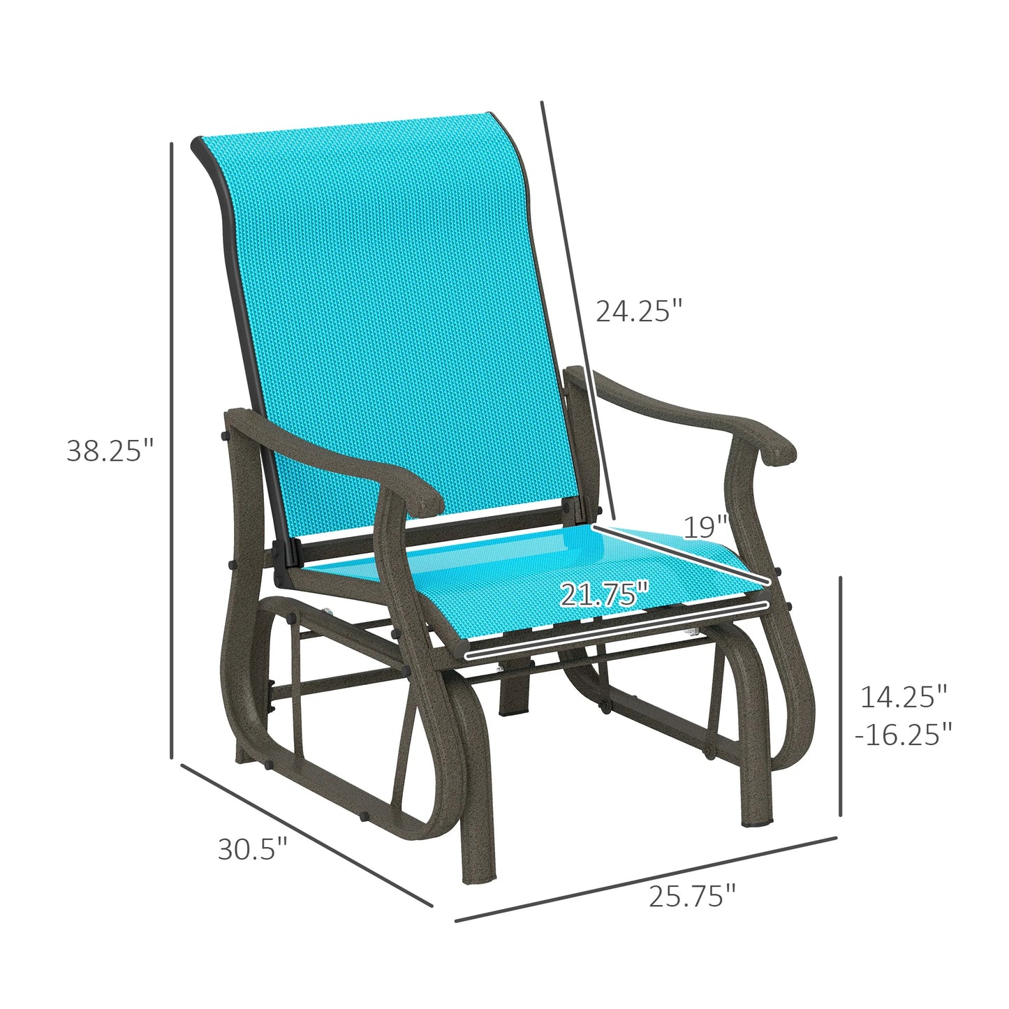 Outsunny Outdoor Glider Chair Steel Rocker For Patio Garden