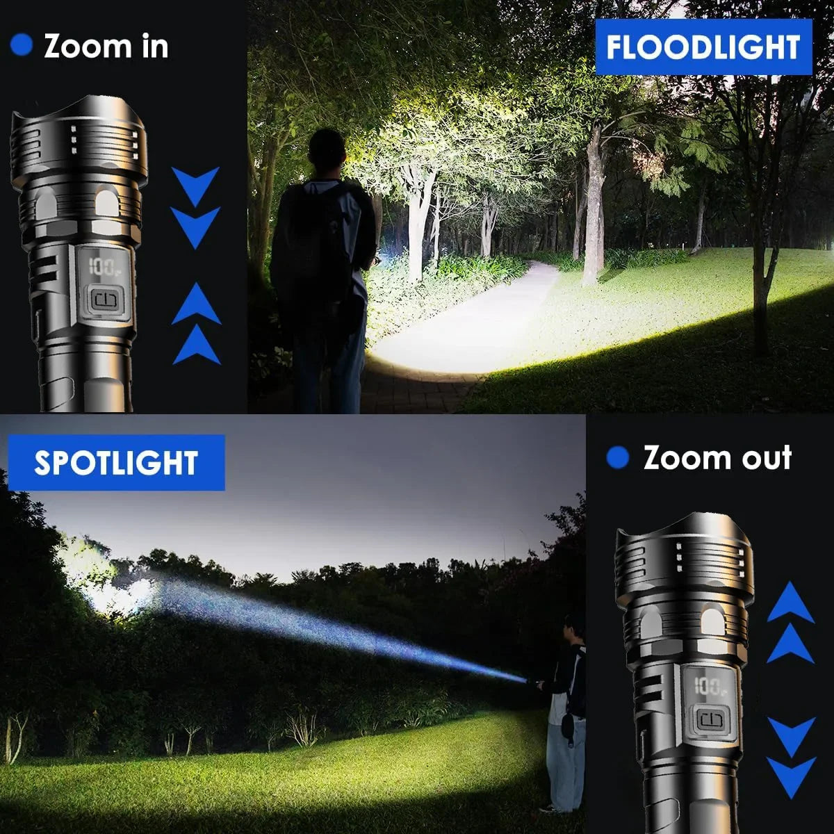 Skywolfeye USB Rechargeable High Power LED Flashlight for Camping