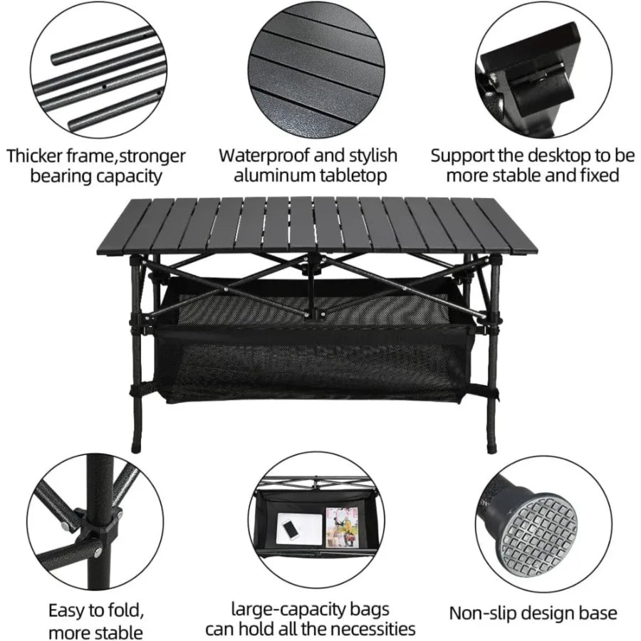 High-concerned Folding Camping Table Aluminum Roll Up With Carry Bag