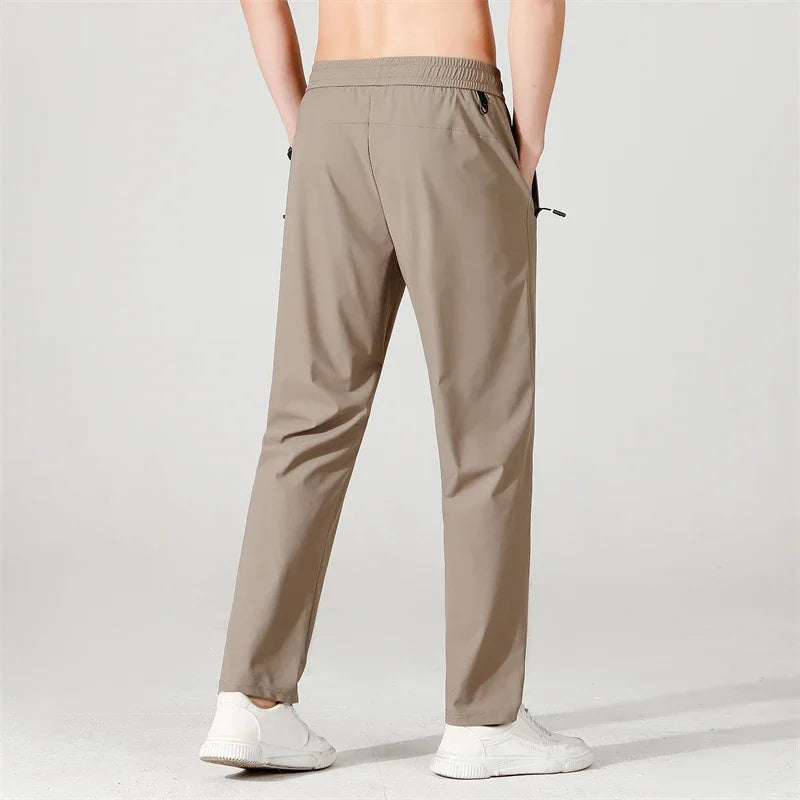 Ice Silk Mens Summer Breathable Outdoor Stretch Business Casual Trousers