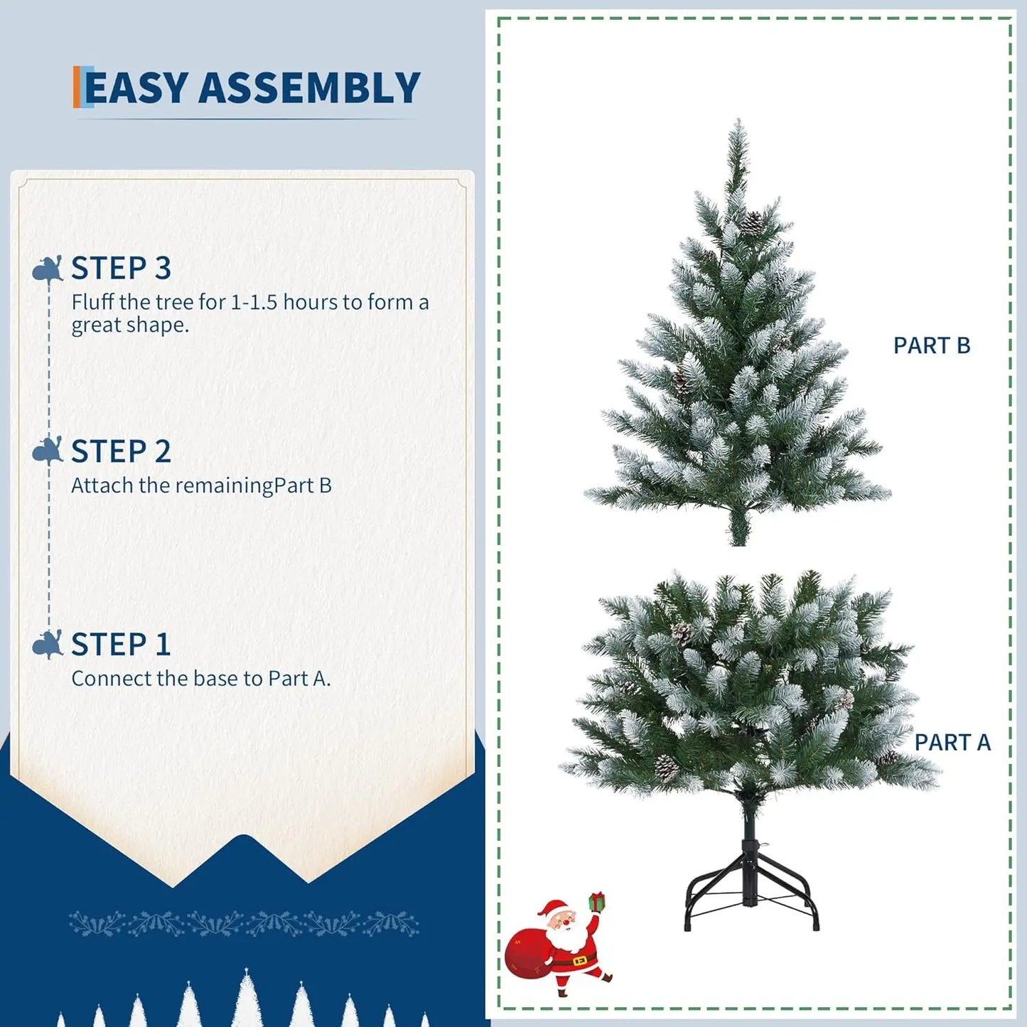 Durable Pre-Lit Artificial Christmas Tree With Bright LED Lights