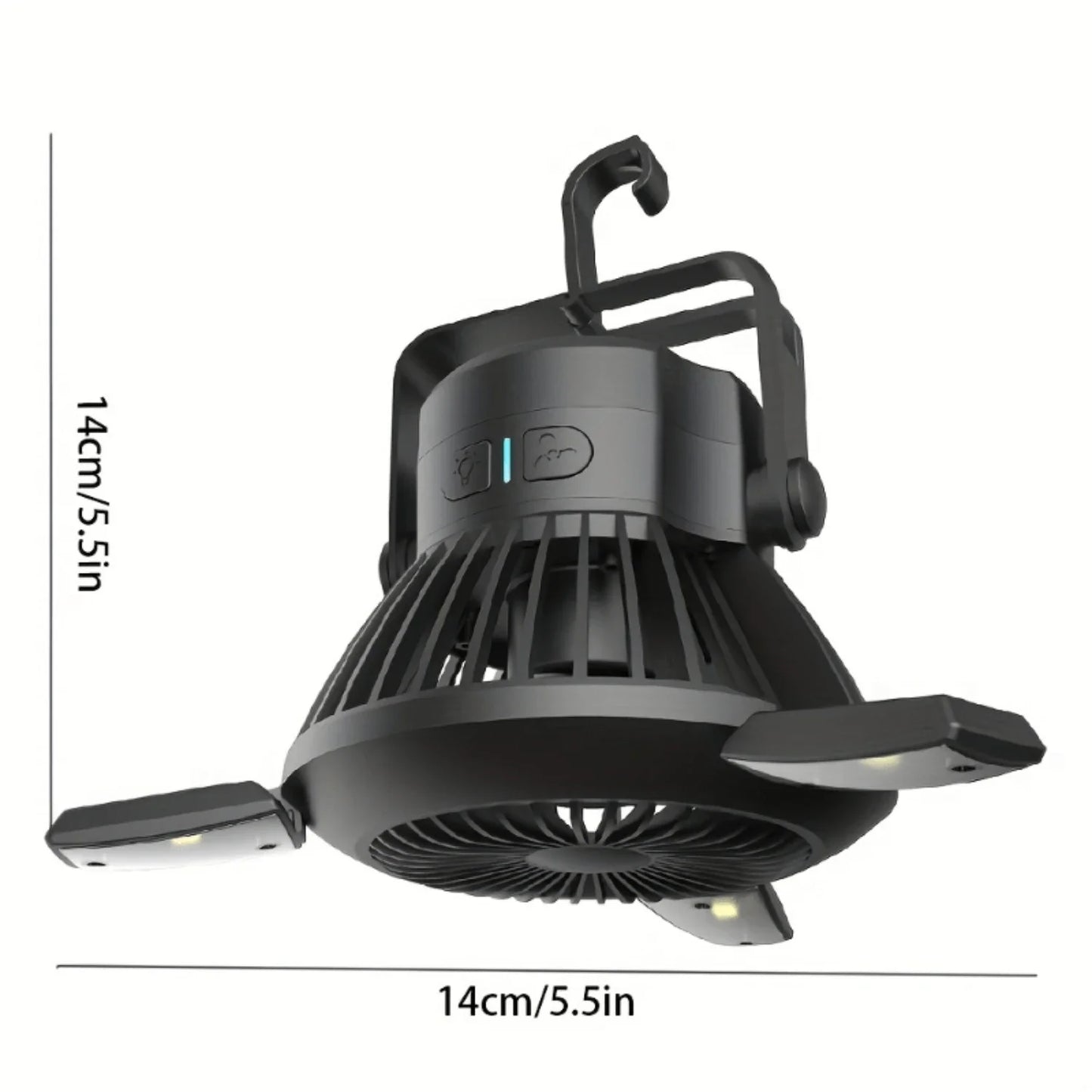 Portable Solar Camping Fan With LED Lantern 4000mAh Battery