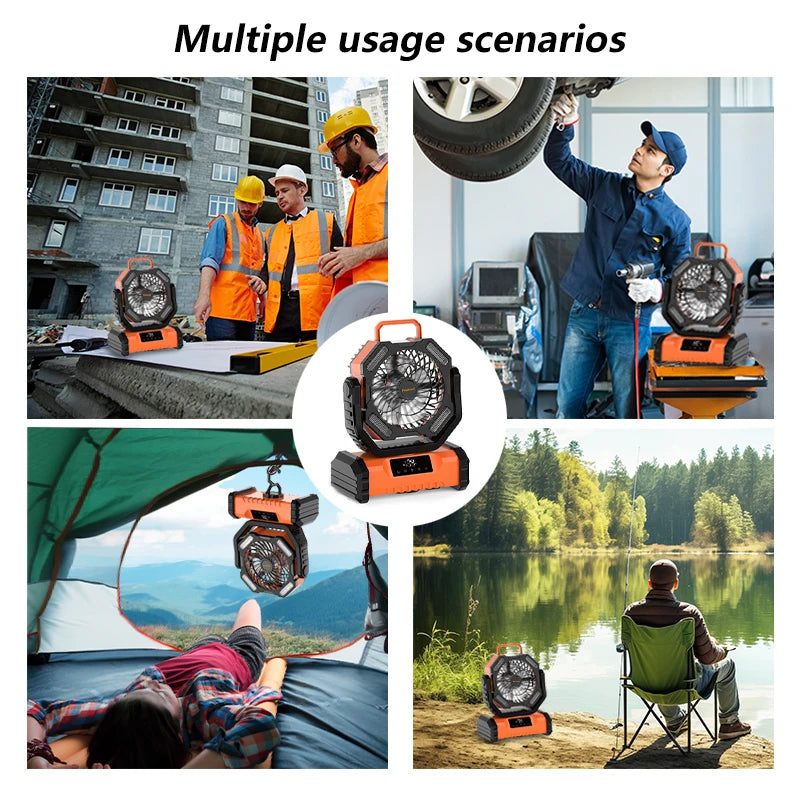 Portable 20000mAh LED Camping Fan With Touch Control