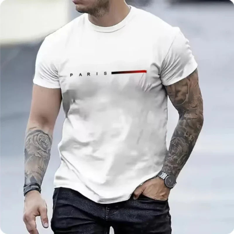 Paris Men's Two Piece Set Letter Print Summer Sports Fashion